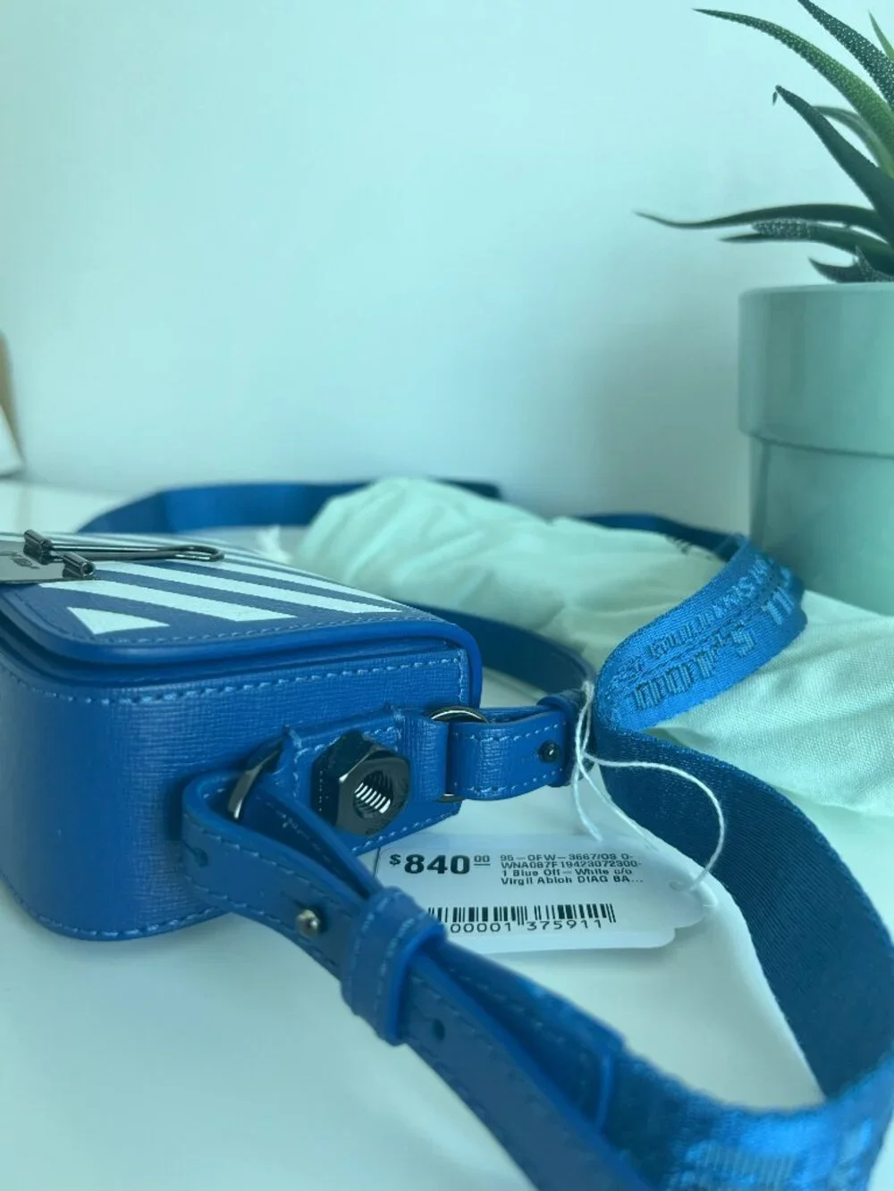 Off-White - Woman's Blue Baby Diagonal Flap Bag - Blue / White